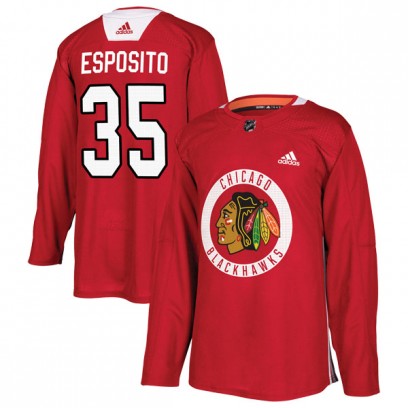 Youth Authentic Chicago Blackhawks Tony Esposito Adidas Home Practice Jersey - Red