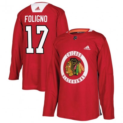 Youth Authentic Chicago Blackhawks Nick Foligno Adidas Home Practice Jersey - Red