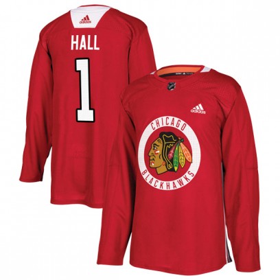 Youth Authentic Chicago Blackhawks Glenn Hall Adidas Home Practice Jersey - Red