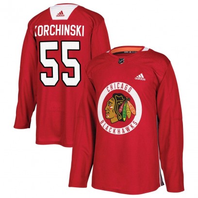 Youth Authentic Chicago Blackhawks Kevin Korchinski Adidas Home Practice Jersey - Red