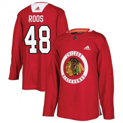 Youth Authentic Chicago Blackhawks Filip Roos Adidas Home Practice Jersey - Red