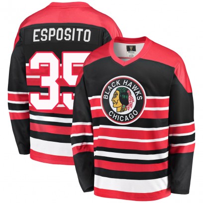 Men's Premier Chicago Blackhawks Tony Esposito Fanatics Branded Breakaway Heritage Jersey - Red/Black