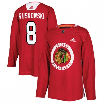 Men's Authentic Chicago Blackhawks Terry Ruskowski Adidas Home Practice Jersey - Red