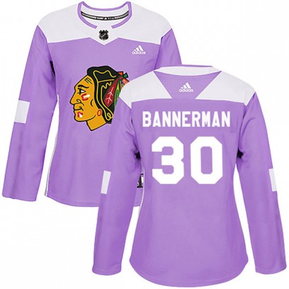 Women's Authentic Chicago Blackhawks Murray Bannerman Adidas Fights Cancer Practice Jersey - Purple