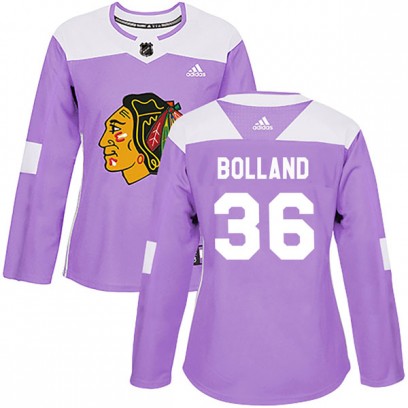 Women's Authentic Chicago Blackhawks Dave Bolland Adidas Fights Cancer Practice Jersey - Purple