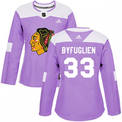Women's Authentic Chicago Blackhawks Dustin Byfuglien Adidas Fights Cancer Practice Jersey - Purple