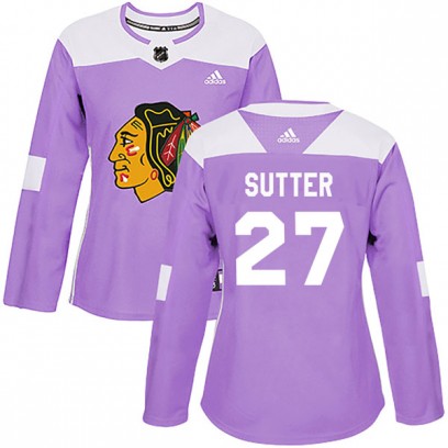 Women's Authentic Chicago Blackhawks Darryl Sutter Adidas Fights Cancer Practice Jersey - Purple