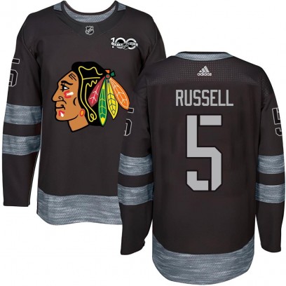 Men's Authentic Chicago Blackhawks Phil Russell 1917-2017 100th Anniversary Jersey - Black