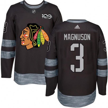 Youth Authentic Chicago Blackhawks Keith Magnuson 1917-2017 100th Anniversary Jersey - Black