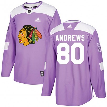 Men's Authentic Chicago Blackhawks Zach Andrews Adidas Fights Cancer Practice Jersey - Purple