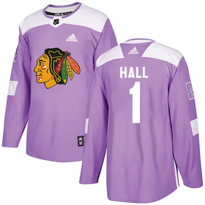 Men's Authentic Chicago Blackhawks Glenn Hall Adidas Fights Cancer Practice Jersey - Purple