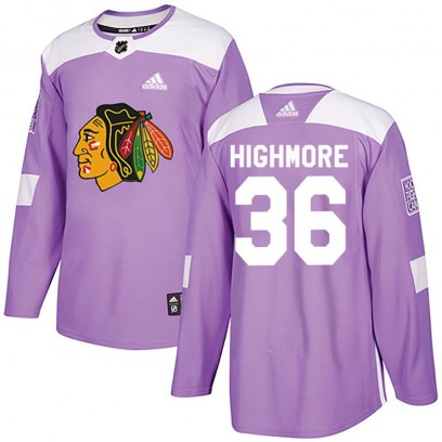 Men's Authentic Chicago Blackhawks Matthew Highmore Adidas Fights Cancer Practice Jersey - Purple