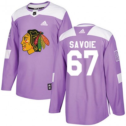 Men's Authentic Chicago Blackhawks Samuel Savoie Adidas Fights Cancer Practice Jersey - Purple
