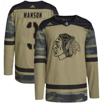 Men's Authentic Chicago Blackhawks Dave Manson Adidas Military Appreciation Practice Jersey - Camo