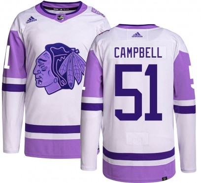 Youth Authentic Chicago Blackhawks Brian Campbell Adidas Hockey Fights Cancer Jersey