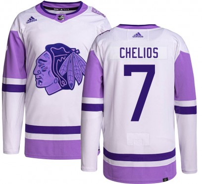 Youth Authentic Chicago Blackhawks Chris Chelios Adidas Hockey Fights Cancer Jersey