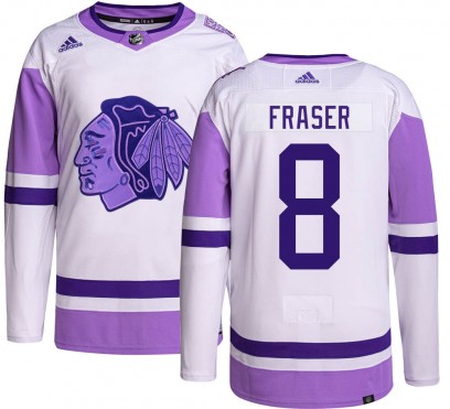 Youth Authentic Chicago Blackhawks Curt Fraser Adidas Hockey Fights Cancer Jersey