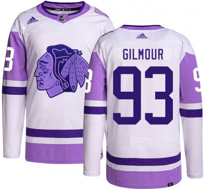 Youth Authentic Chicago Blackhawks Doug Gilmour Adidas Hockey Fights Cancer Jersey