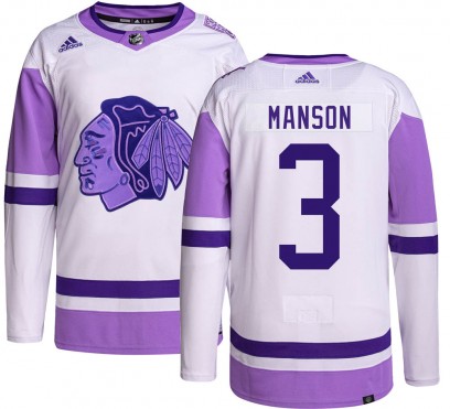 Youth Authentic Chicago Blackhawks Dave Manson Adidas Hockey Fights Cancer Jersey