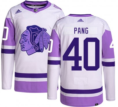 Youth Authentic Chicago Blackhawks Darren Pang Adidas Hockey Fights Cancer Jersey