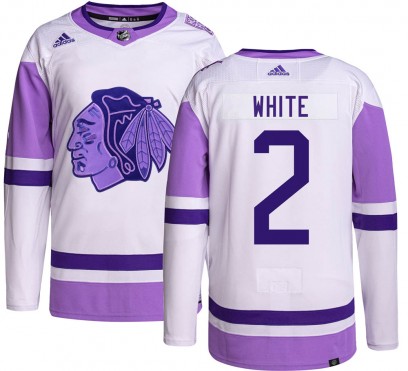 Youth Authentic Chicago Blackhawks Bill White Adidas Hockey Fights Cancer Jersey - White