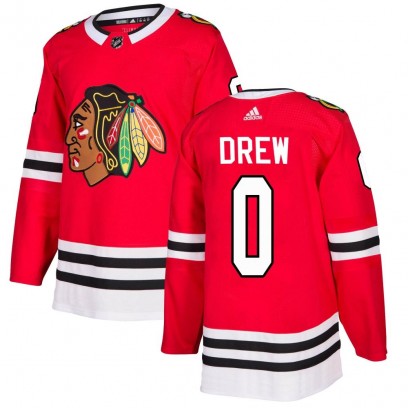Youth Authentic Chicago Blackhawks Hunter Drew Adidas Home Jersey - Red