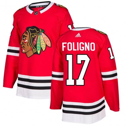 Youth Authentic Chicago Blackhawks Nick Foligno Adidas Home Jersey - Red