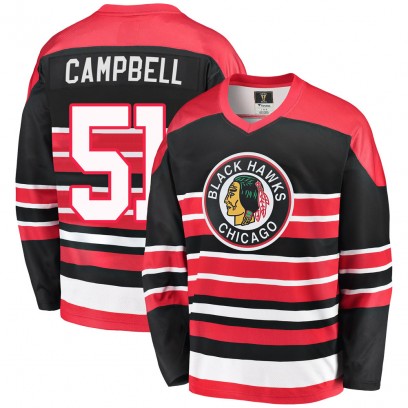 Youth Premier Chicago Blackhawks Brian Campbell Fanatics Branded Breakaway Heritage Jersey - Red/Black