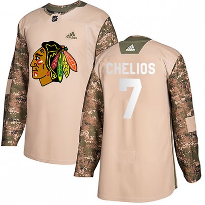 Men's Authentic Chicago Blackhawks Chris Chelios Adidas Veterans Day Practice Jersey - Camo