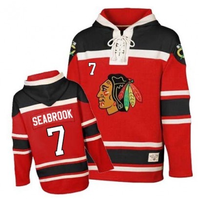 Youth Authentic Chicago Blackhawks Brent Seabrook Old Time Hockey Sawyer Hooded Sweatshirt - Red