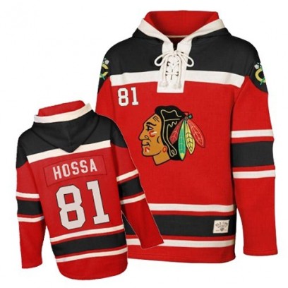 Youth Premier Chicago Blackhawks Marian Hossa Old Time Hockey Sawyer Hooded Sweatshirt - Red